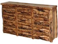 Beartooth Aspen 12 Drawer Log Dresser - 84" - Half Log Fronts - Wild Panel & Gnarly Log