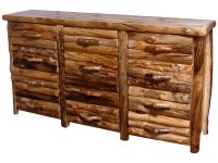 Beartooth Aspen 12 Drawer Log Dresser - 84" - Half Log Drawers - Wild Panel & Natural Log