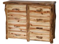 Beartooth Aspen 8 Drawer Log Dresser - 60" - Flat Fronts - Wild Panel & Natural Log