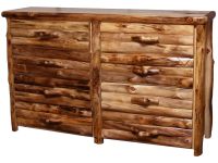 Beartooth Aspen 8 Drawer Log Dresser - 72" - Half Log Fronts - Natural Panel & Natural Log
