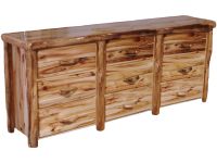 Beartooth Aspen 9 Drawer Log Dresser - 84" - Flat Fronts - Wild Panel & Natural Log