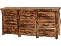 Beartooth Aspen 9 Drawer Log Dresser - 84" - Half Log Fronts - Natural Panel & Gnarly Log