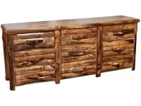 Beartooth Aspen 9 Drawer Log Dresser - 84" - Half Log Fronts - Natural Panel & Natural Log