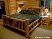 Cedar Lake Small Spindle Log Bed--Clear finish, Spindled Double side rails