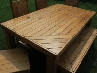 Rustic Weathered Pine Dining Set - Honey Finish