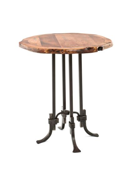 Rustic Santa Fe Turquoise Inlay Mesquite Pub Table