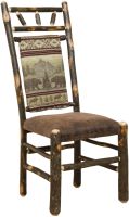 Rustic Hickory High Back Upholstered Chair