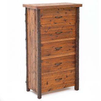 Six Drawer Pine Barnwood Style Rustic Dresser with hickory accents