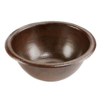 14" Round Oil Rubbed Bronze Hammered Copper Self Rimming Sink