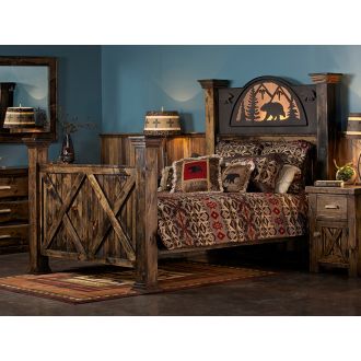 Barnwood Bear Silhouette Bed