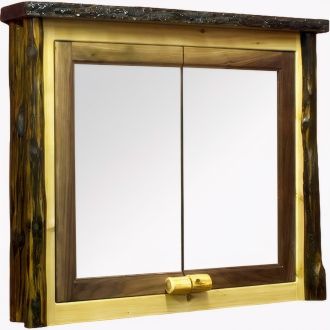 Black Walnut & Rustic Cedar Log Medicine Cabinet