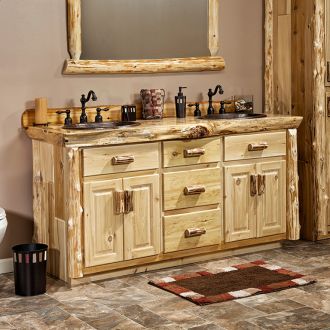 60" Cedar Lake Cabin Log Vanity in Clear Finish