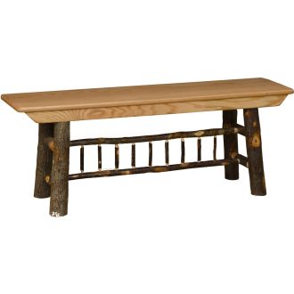 Rustic Hickory Log Farm Bench