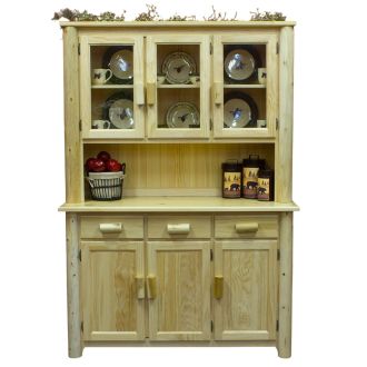 Hidden Lake Log Buffet and Hutch - Clear Finish