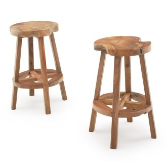 X Marks the Spot Rustic Teak Stool