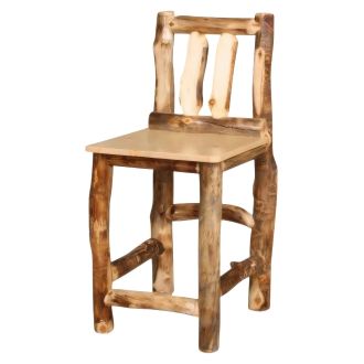 Front view of Silverleaf Aspen Log Bar Stool
