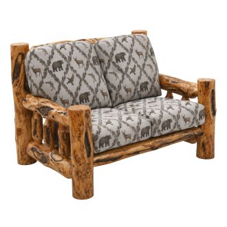 Beartooth Aspen Timber Comfort Log Loveseat - Gnarly Log - Addison Sand Upholstery 