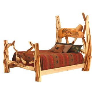 Twisted Trails Hand Carved Juniper Log Bed