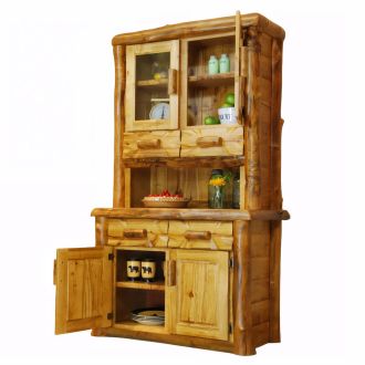 Yellowstone Rustic Aspen Log Buffet & Hutch