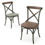 Modern Natural Wood & Forged Metal Dining Chairs