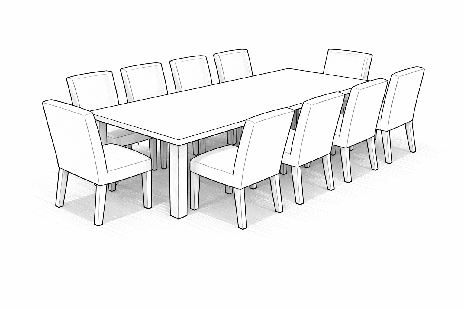 108-Inch Rectangular Table with 10 Chairs