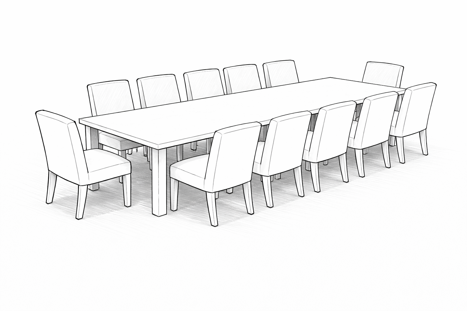 120-Inch Rectangular Table with 12 Chairs
