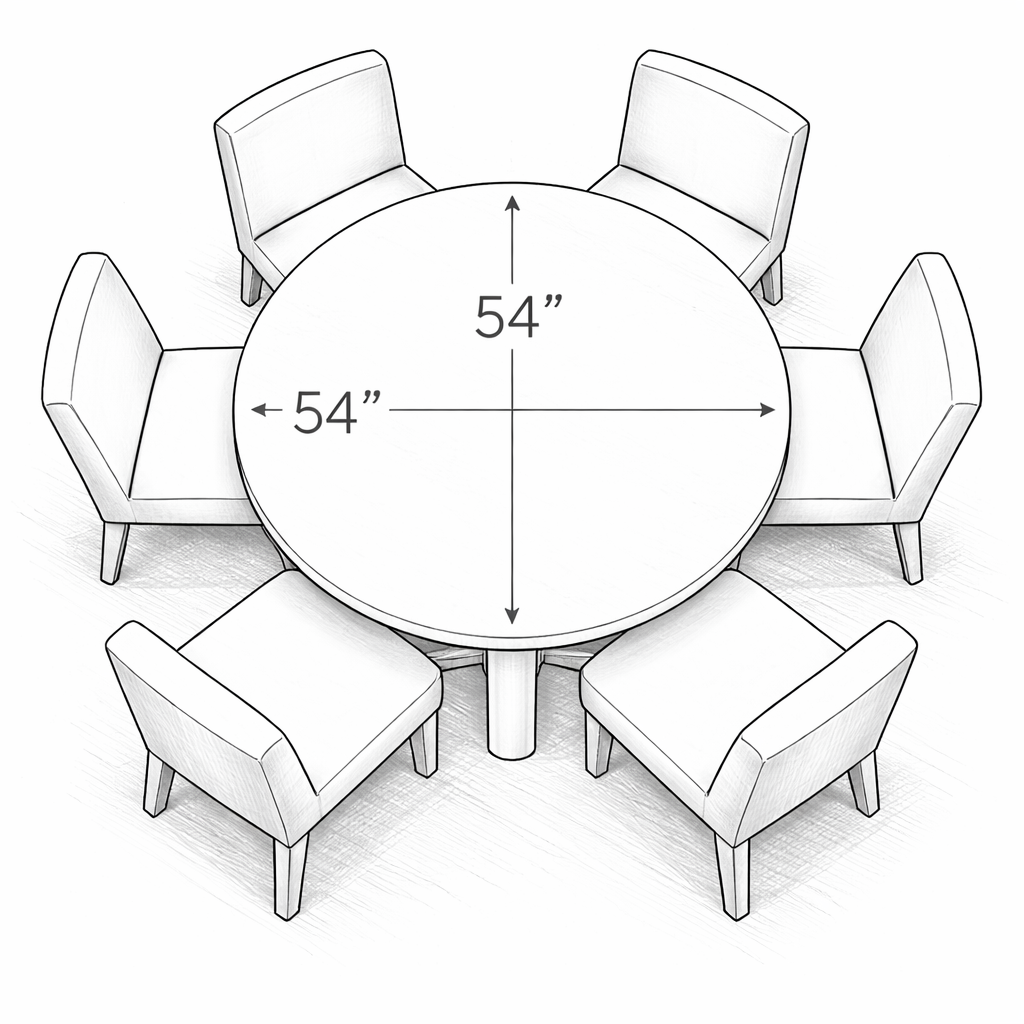 54-Inch Round Table with 6 Chairs
