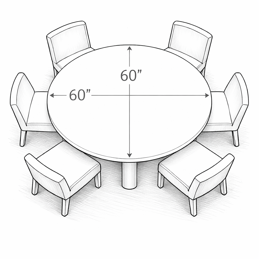 60-Inch Round Table with 6 Chairs