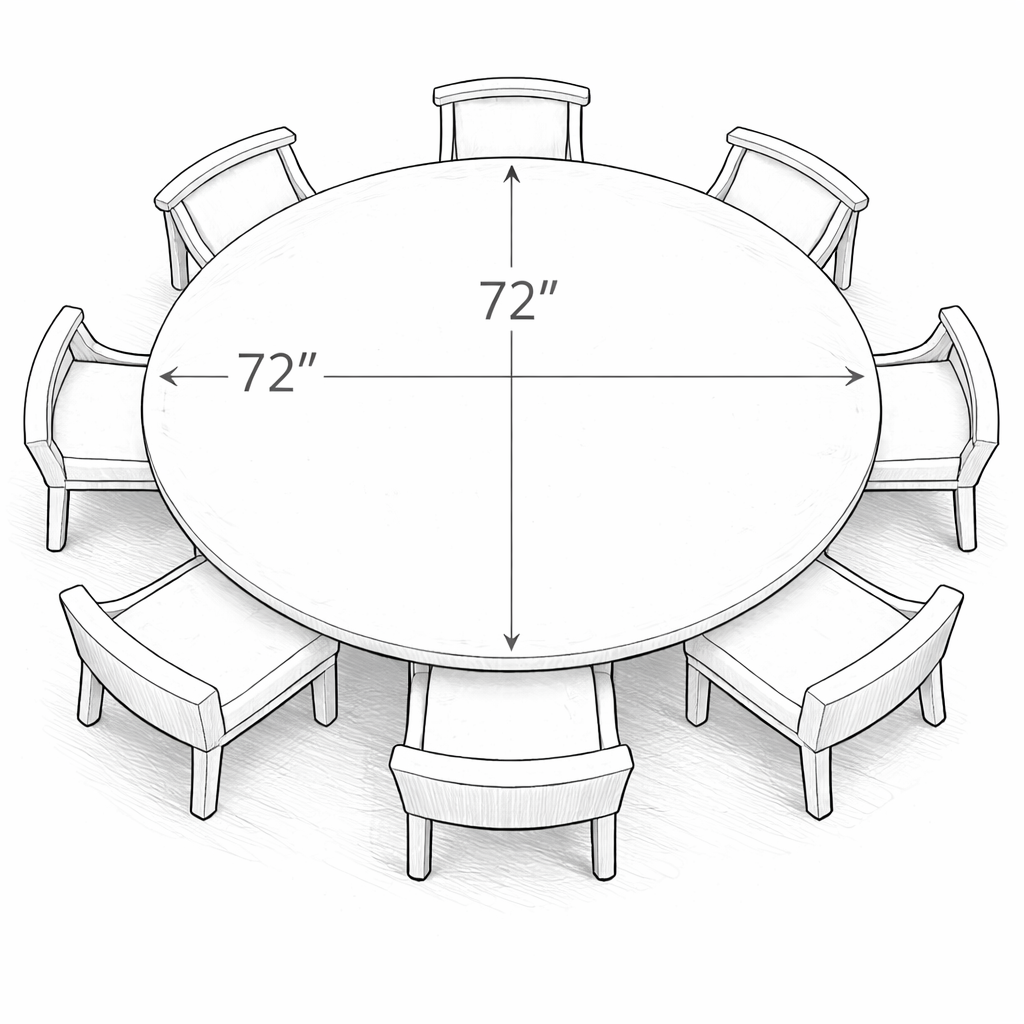 72-Inch Round Table with 8 Chairs