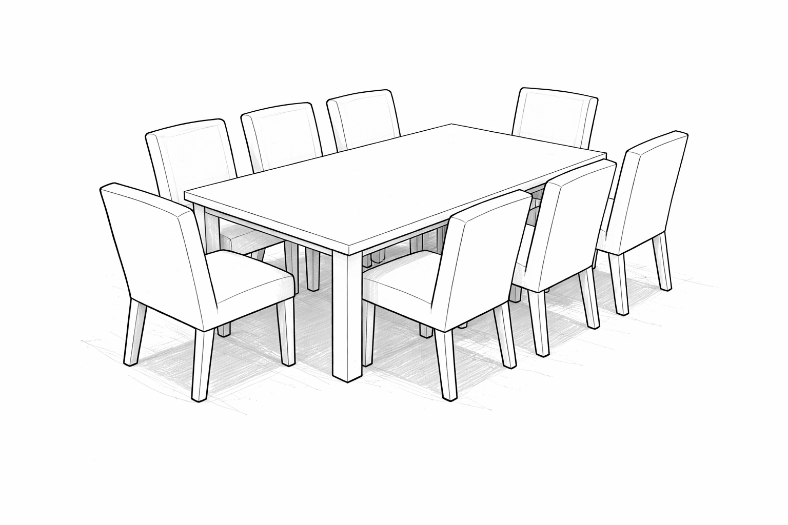 72-Inch Rectangular Table with 8 Chairs