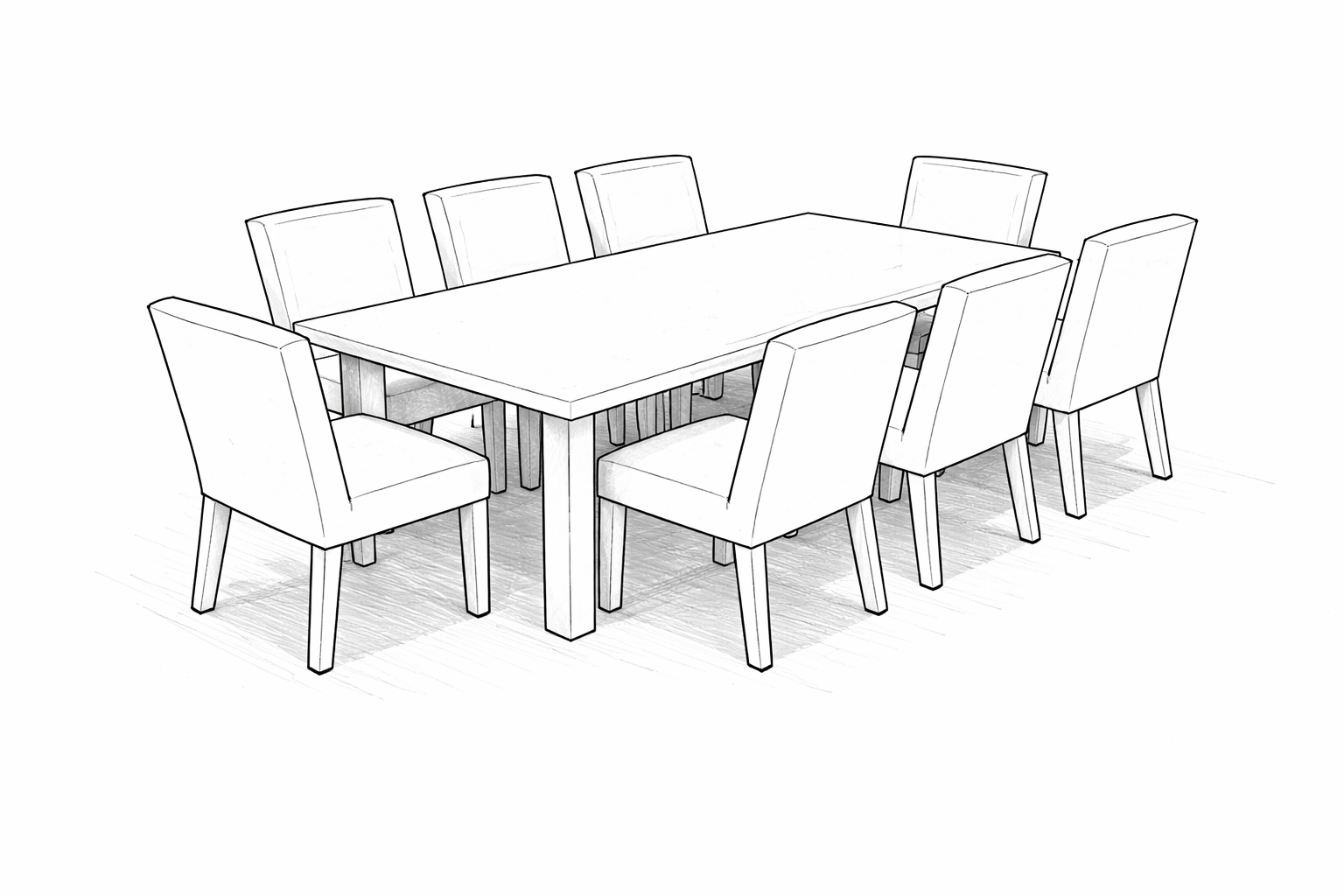 84-Inch Rectangular Table with 8 Chairs