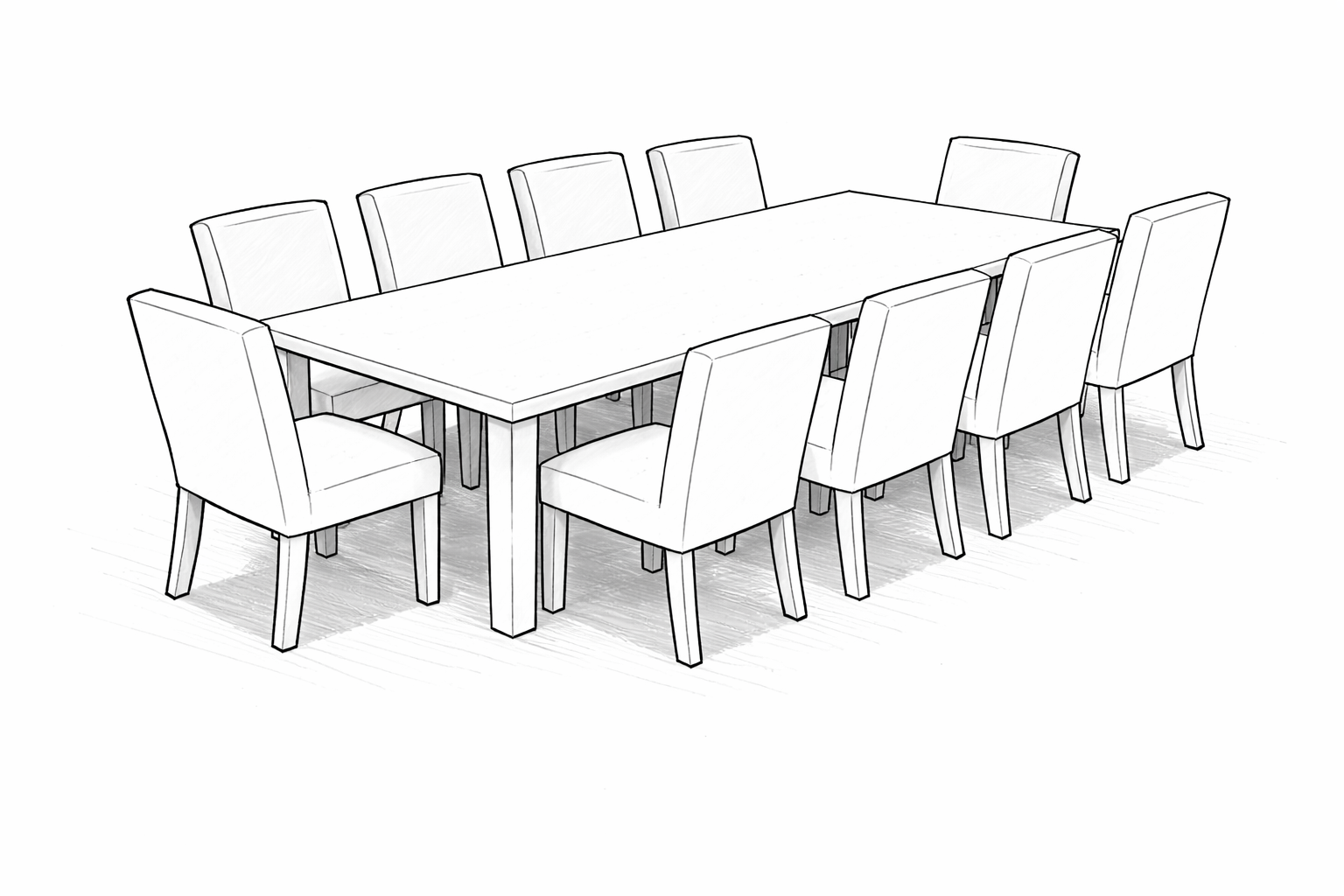 96-Inch Rectangular Table with 10 Chairs