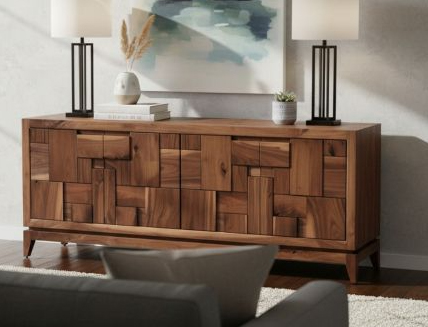 Contemporary Geometric Black Walnut Sideboard